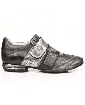 Grey and black leather sneakers New Rock M.8401-C30