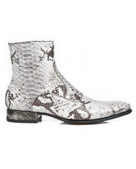 White and grey leather boots New Rock M.NW121-C11