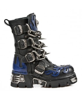 Black and blues leather boot New Rock M.727-C1