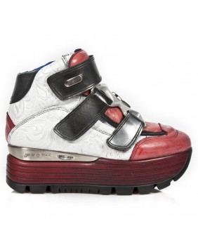 Sneakers alte rosso e bianca in pelle New Rock M.URBAN003-C7