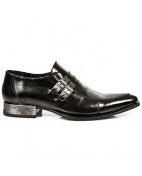 Black leather shoes New Rock M.NW110-C1