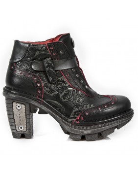 Black and red leather boots New Rock M.NEOTR003-C2