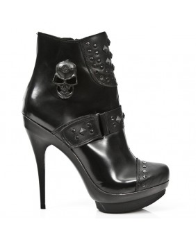 Black leather ankle boots New Rock M.PUNK263-C3