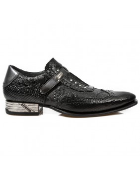 Black leather shoes New Rock M.NW137-C3