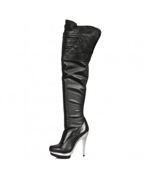 Black leather thigh boots New Rock M.PUNK080-C1
