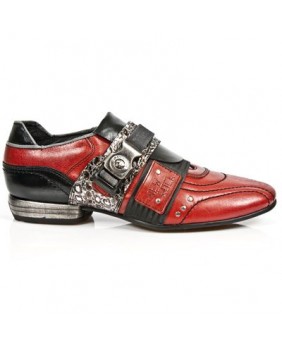Red and black leather sneakers New Rock M.8406-C4