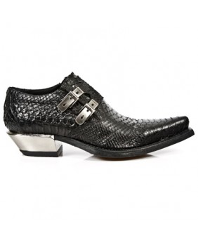 Chaussure noire en cuir New Rock M.7934-C2