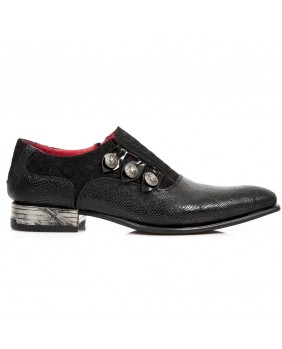 Black leather shoes New Rock M.NW152-C3