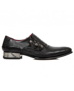Chaussure noire en cuir New Rock M.NW152-S1