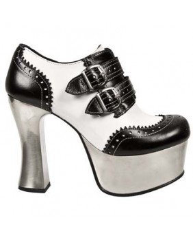 Sapato negra e branca en couro New Rock M.DK020-C10