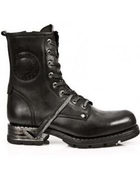 Black leather boot New Rock M.MR001-S1