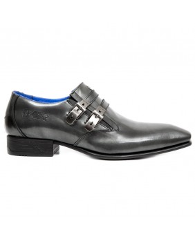Chaussure gris acier en cuir New Rock M.NW157-C4