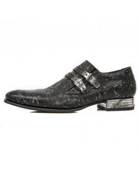 Chaussure noire en cuir New Rock M.2246-S48