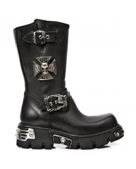 Black leather boot New Rock M.1601-C1