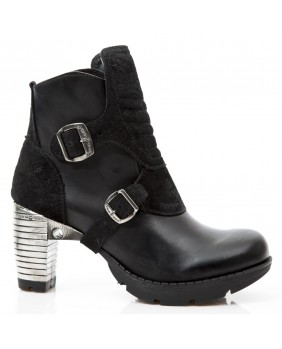 Black leather ankle boots New Rock M.TR061X-C1