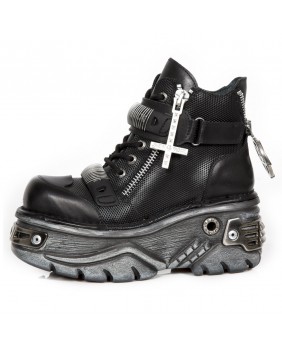 Chaussure montante noire en cuir New Rock M.1068-C1