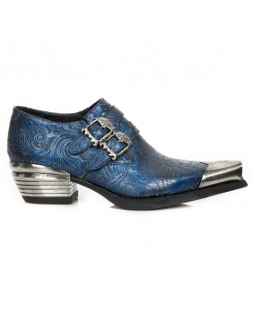 Chaussure bleue en cuir New Rock M.7960P-C1