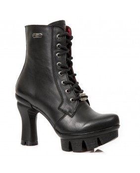 Black leather ankle boots New Rock M.NEOPUNK017-S1