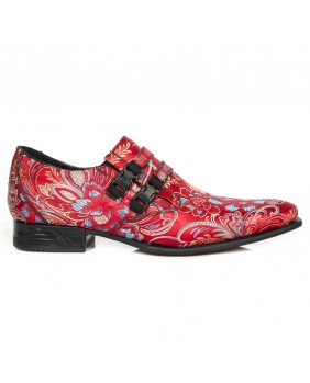 Chaussure rouge en cuir Vegan & textile New Rock M.NW2288-V20