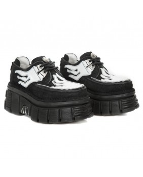 Chaussure noire et blanche en cuir New Rock M-387-C9