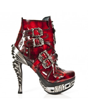 Red and black leather ankle boots New Rock M-MAG005-C3
