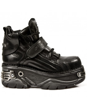 Chaussure noire en cuir New Rock M.714-C1