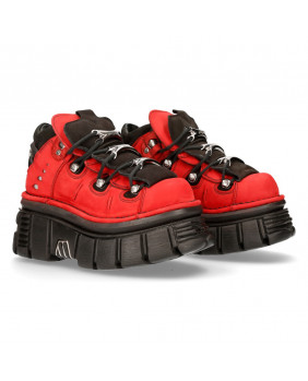 Sapato alto vermelho e negra en couro New Rock M-106-S56
