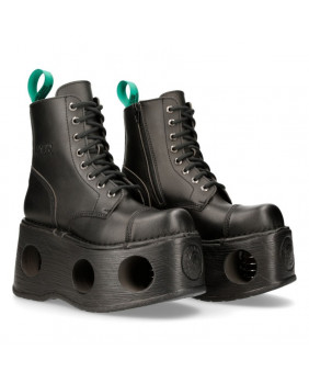 Black Vegan leather platform boot New Rock M-MILI083C-V3