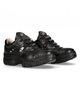 Sneakers acciaio e nera in pelle New Rock M-CRASH001-C25
