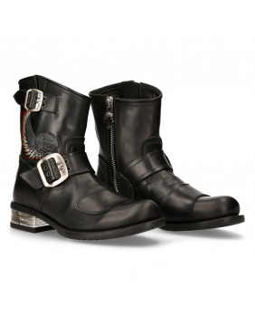 Black leather boots New Rock M-GY33C-C8