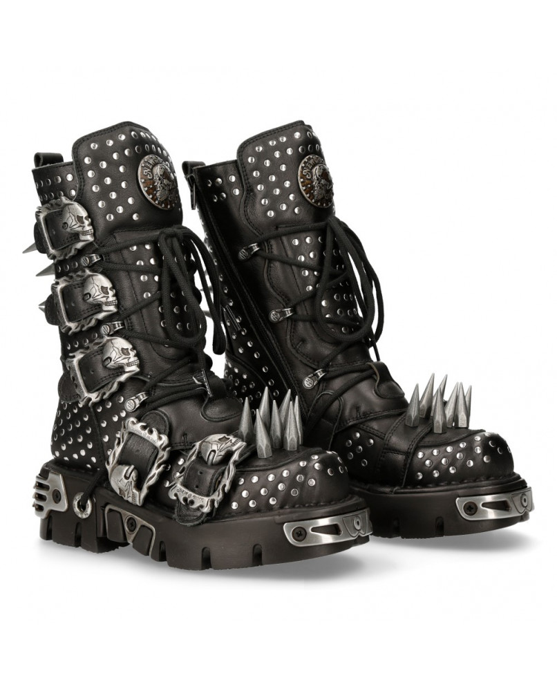 Unisex New Rock NR M.120 S1 Black Metallic Boots 