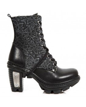 Black Leather and synthetic ankle boots New Rock M.NEOTR006-C5