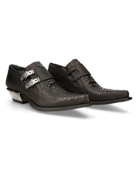 Black leather shoes New Rock M.7934-S2